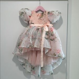 Floral Puff Sleeve Dress with Bow